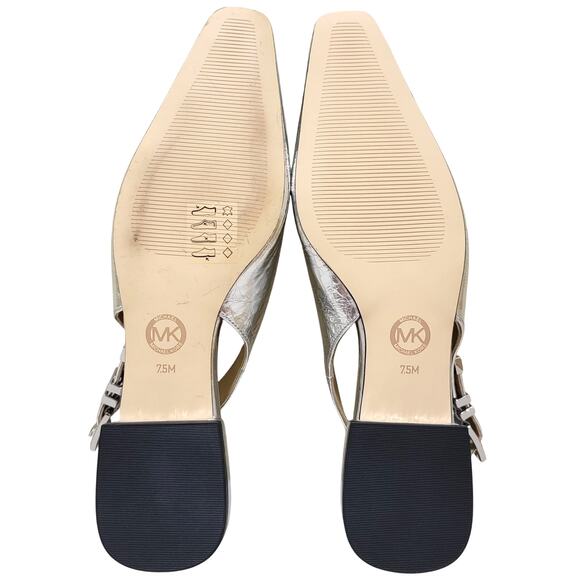 Michael Michael Kors Women Darrington Slingback Flat Sz US 7.5M Silver Metallic - Picture 4 of 5